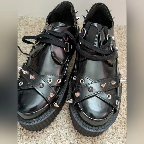KILLSTAR Platform Spiked Twisted Black Creepers Size 10 NWOB - Picture 3 of 9